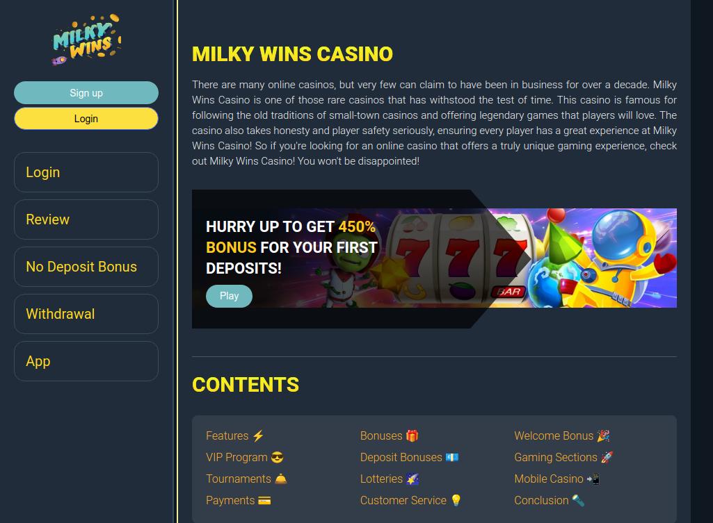 Experience Excitement at Casino Milky Wins
